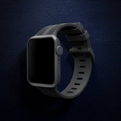 Apple Watch 38mm Kr408 Çizgili Silikon Kordon - Siyah