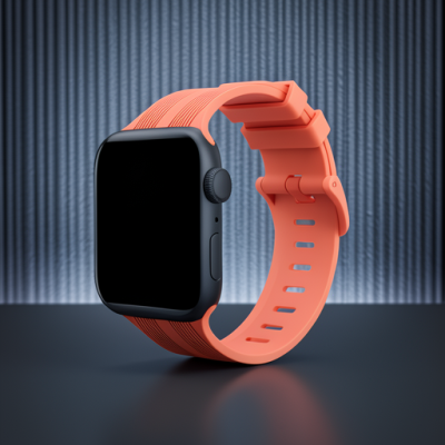 Apple Watch 38mm Kr408 Çizgili Silikon Kordon - Turuncu