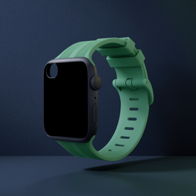 Apple Watch 38mm Kr408 Çizgili Silikon Kordon - Yeşil