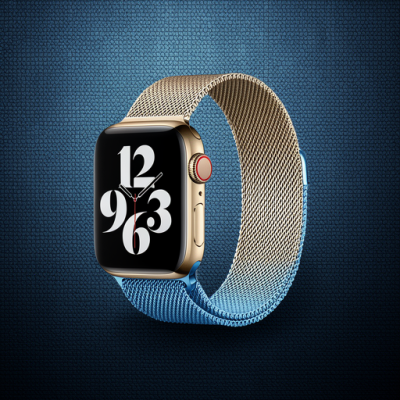 Apple Watch 38mm Metal Mıknatıslı Kordon - Metalik Gold-mavi