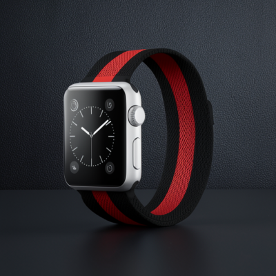 Apple Watch 38mm Metal Mıknatıslı Kordon - Siyah-kırmızı