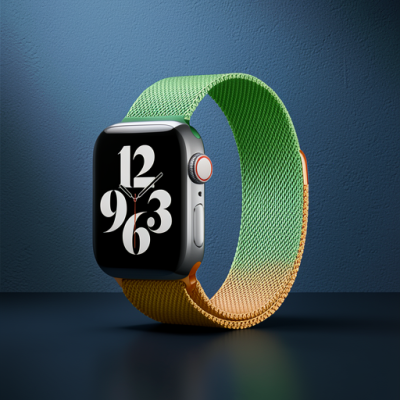 Apple Watch 38mm Metal Mıknatıslı Kordon - Turuncu-yeşil