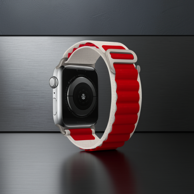 Apple Watch 38mm Mountain Kordon - Beyaz-kırmızı