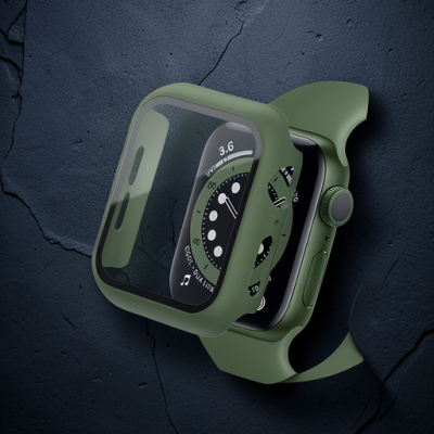 Apple Watch 40mm Camlı Kasa Ekran Koruyucu - Koyu Yeşil