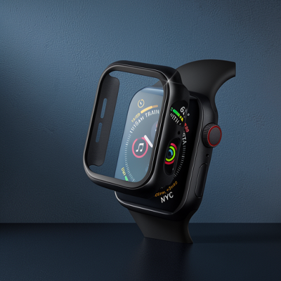Apple Watch 41mm Camlı Kasa Ekran Koruyucu - Siyah