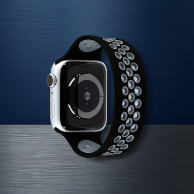 Apple Watch 42mm Ayarlı Delikli Silikon Kordon - Siyah-gri