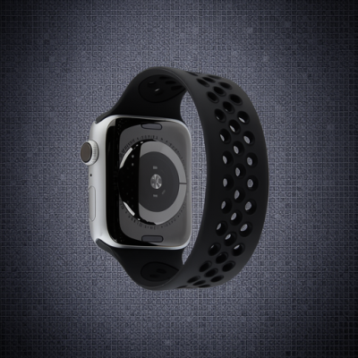 Apple Watch 42mm Ayarlı Delikli Silikon Kordon - Siyah-siyah