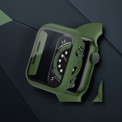 Apple Watch 42mm Camlı Kasa Ekran Koruyucu - Koyu Yeşil