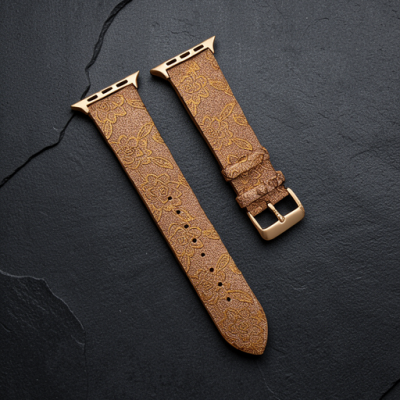Apple Watch 42mm Creeper Desenli Kordon - Gold