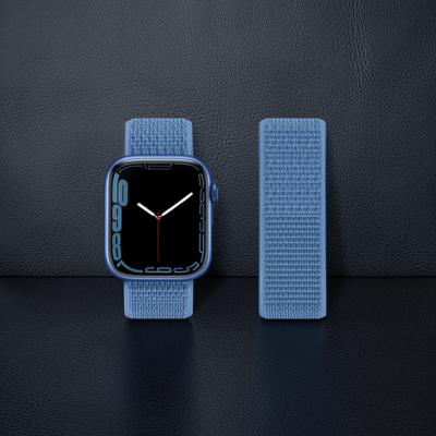 Apple Watch 42mm Hasırlı Cırtcırtlı Kordon - Mavi