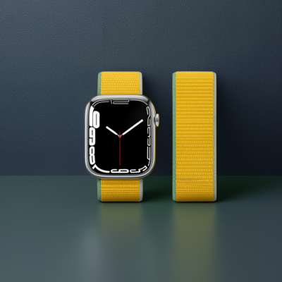 Apple Watch 42mm Hasırlı Cırtcırtlı Kordon - Sarı