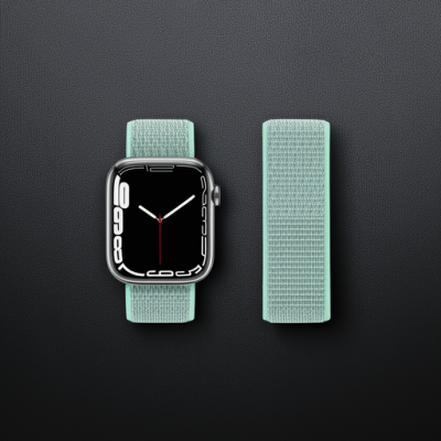 Apple Watch 42mm Hasırlı Cırtcırtlı Kordon - Turkuaz
