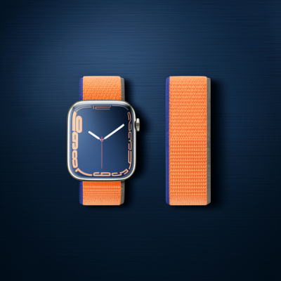 Apple Watch 42mm Hasırlı Cırtcırtlı Kordon - Turuncu