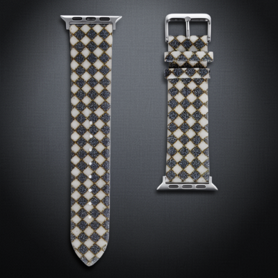 Apple Watch 42mm Karo Motif Kordon - Siyah