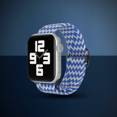 Apple Watch 42mm Kordon - Zigzag Beyaz-mavi