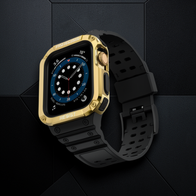 Apple Watch 42mm Kr401 Silikon Kordon - Siyah-gold