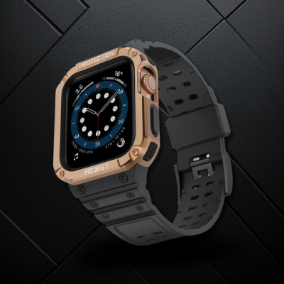 Apple Watch 42mm Kr401 Silikon Kordon - Siyah-rose