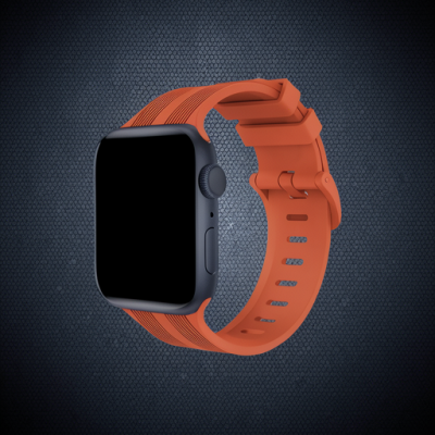 Apple Watch 42mm Kr408 Çizgili Silikon Kordon - Turuncu