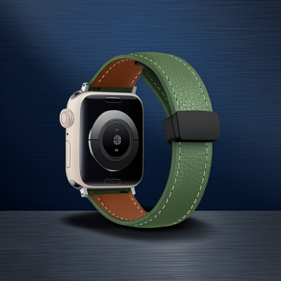 Apple Watch 42mm Kr414 Daks Deri Kordon (saat Değildir) - Koyu Yeşil