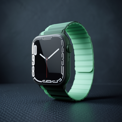 Apple Watch 42mm Mo-wb1 Çift Renk Mıknatıslı Silikon Kordon (saat Değildir) - Koyu Yeşil-açık Yeşil
