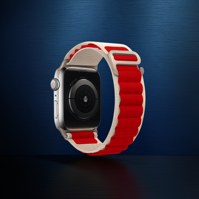Apple Watch 42mm Mountain Kordon - Beyaz-kırmızı