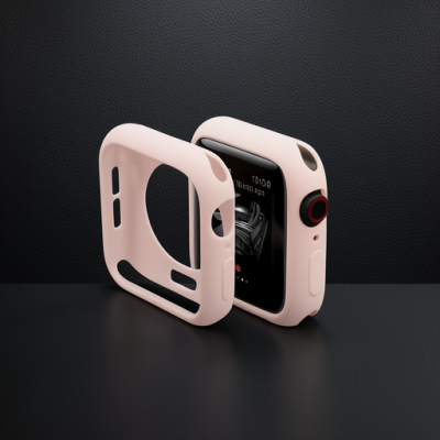 Apple Watch 44mm Silikon Alt Kasa - Pudra