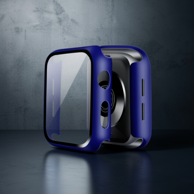 Apple Watch 45mm Camlı Kasa Ekran Koruyucu - Lacivert