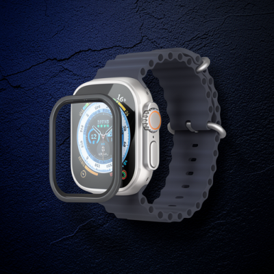 Apple Watch Ultra 49mm Alüminyum Kasa Cam Ekran Koruyucu - Siyah