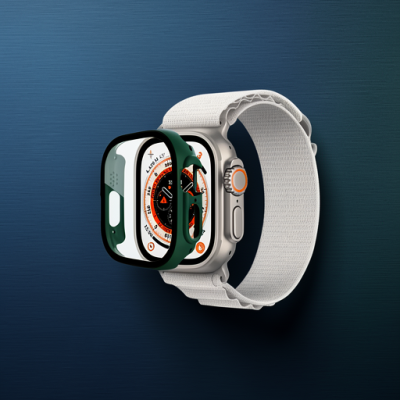 Apple Watch Ultra 49mm Desert Camlı Kasa Ekran Koruyucu - Koyu Yeşil