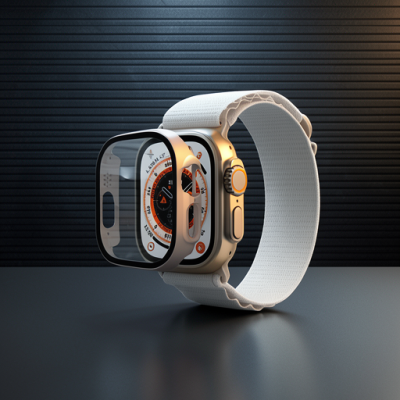 Apple Watch Ultra 49mm Desert Camlı Kasa Ekran Koruyucu - Metalik Gold