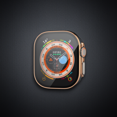 Apple Watch Ultra 49mm Legend Camlı Kasa Ekran Koruyucu - Siyah-gold