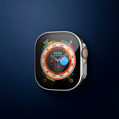 Apple Watch Ultra 49mm Legend Camlı Kasa Ekran Koruyucu - Siyah-gümüş