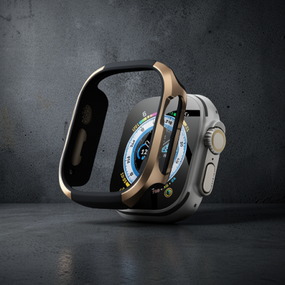 Apple Watch Ultra 49mm Mo-wt3 Alüminyum Camlı Kasa Ekran Koruyucu - Gold