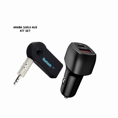 Araç İçi Bluetooth Müzik Kiti + Type-C PD Araç Şarjı Seti