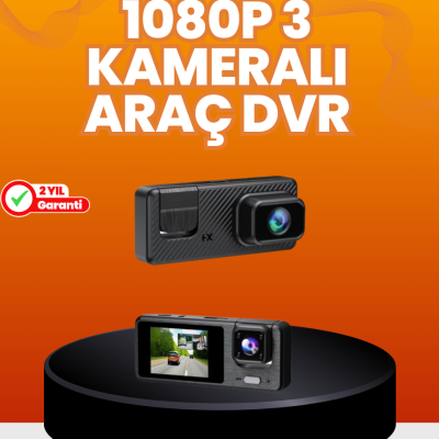 Araç İçi Güvenlik Kamerası | 3 Kanallı, 24 Saat Park Kaydı Destekli