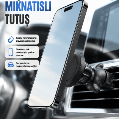 Araç İçi Manyetik Telefon Tutucu Havalandırma Klipsli Telefon Standı