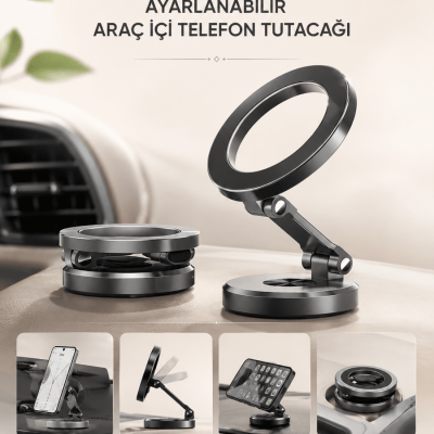 Araç İçi Telefon Tutacağı Manyetik Tasarım Ayarlanabilir