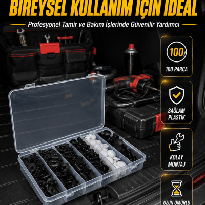 Araç Kapı Döşemesi ve Tampon Klipsi Seti Universal Plastik Sabitleme Klipsi 100 Parça