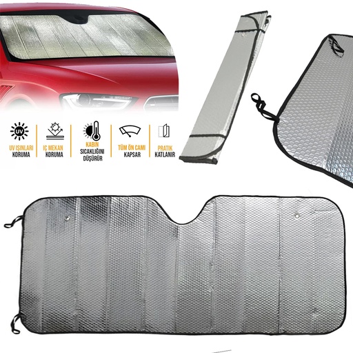 Araç Ön Cam Güneşlik UV ve Isı Koruma Katlanabilir Toyota Corolla Skoda Superb Dacia Duster Ford Focus