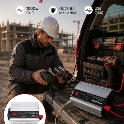 Araçtan Elektrik Kullanımı Sağlayan 1000W Akü İnvertör