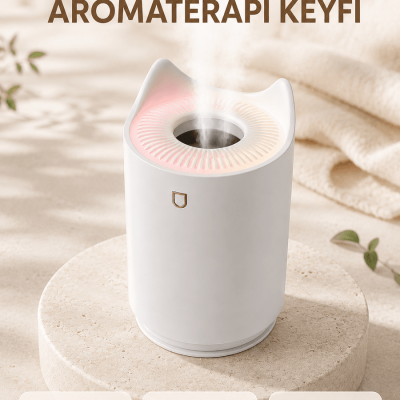 Aroma Difüzör Hava Nemlendirici Sessiz Çalışma LED Gece Lambası