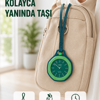 Askılı Analog Saat Pantolon Kemer ve Çanta Aksesuarı Yeşil