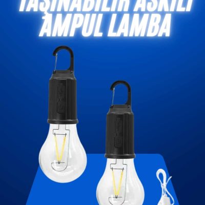 Askılı Kırılmaz Led Işık Kamp Bahçe Lambası Taşınabilir Led Ampul Şarjlı