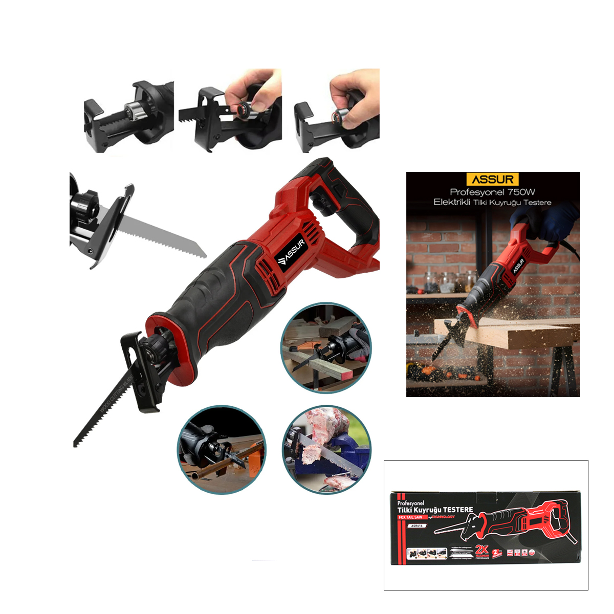 ASR-616 Elektrikli Testere 230V 0-2800 RPM Kırmızı