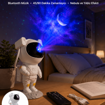Astronot Görünümlü Projeksiyon Speaker Taşınabilir