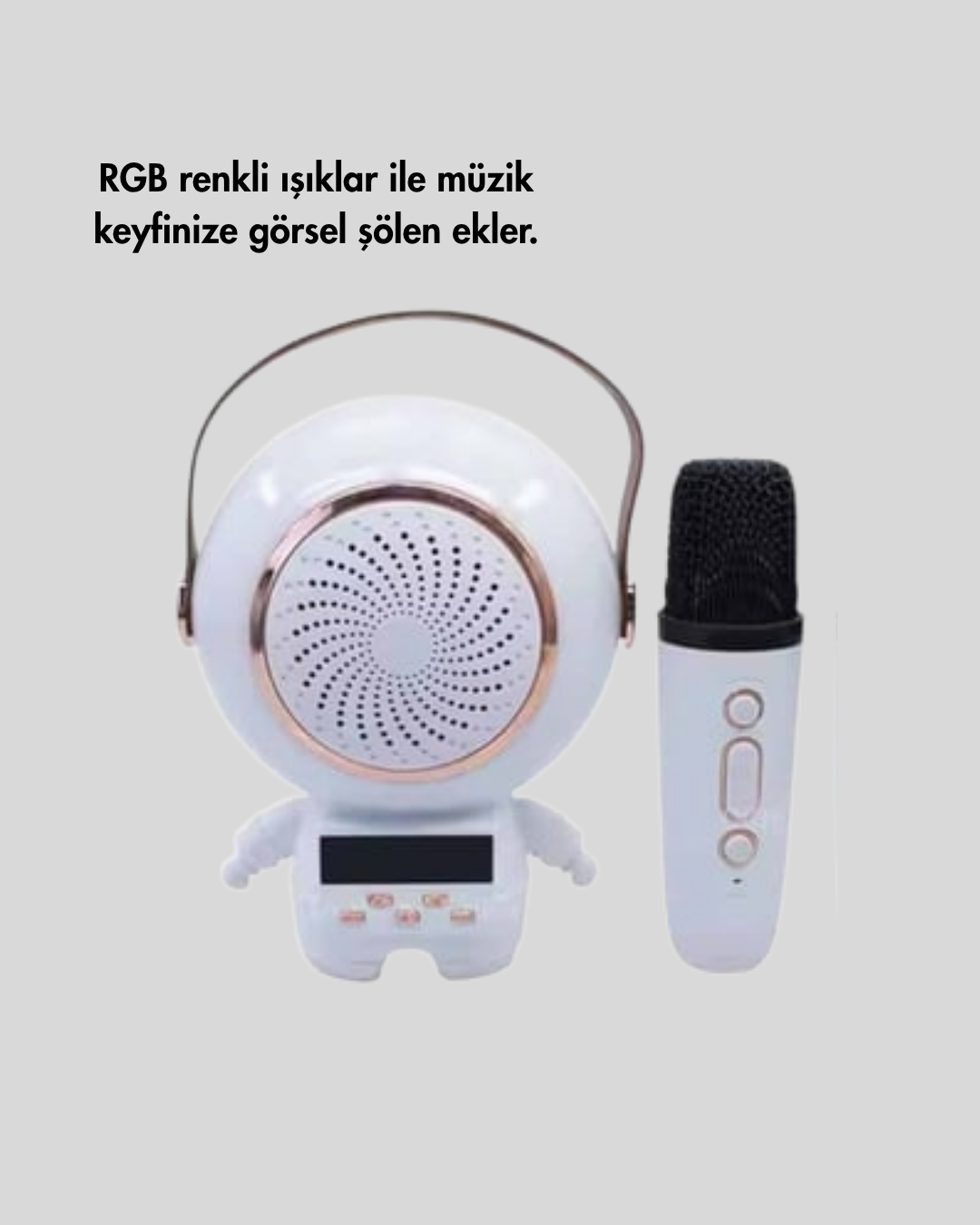 Karaoke Özellikli Astronot Bluetooth Hoparlör Kablosuz Mikrofonlu