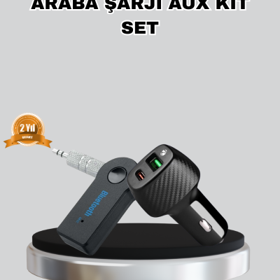 AUX Bluetooth Adaptör ve 38W Hızlı Araç Şarj Cihazı Seti