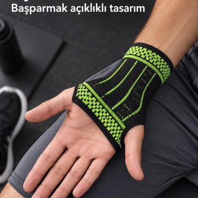 Avuç İçini ve Bileği Saran Örgü Sporcu Bilekliği