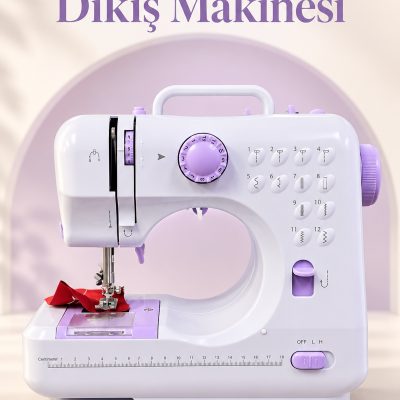 Ayak Pedallı Dikiş Makinesi Beyaz Lila Mini Tasarım