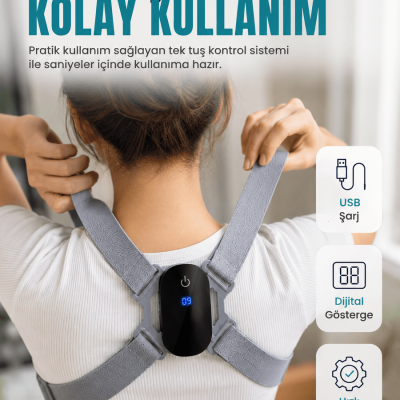 Ayarlanabilir Askılı Akıllı Dik Duruş Destekleyici Dijital Göstergeli Dik Duruş Cihazı